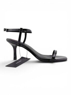 NWT Vero Moda Women's Lya Patent Thin Strappy Heeled Sandals Black 8